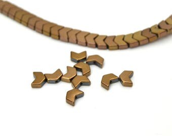 10 perles chevrons bronze cuivré en hématite 6x5mm