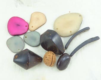 set of natural pearls: tagua, acai, coconut. N2