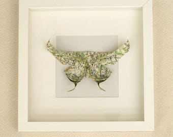 Butterfly origami pattern map - 25 x 25 cm frame