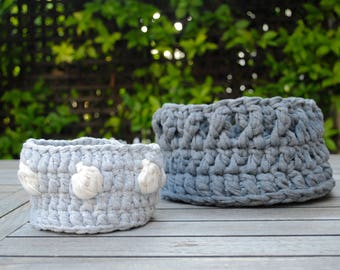 Handmade Cotton Knit Baskets Set