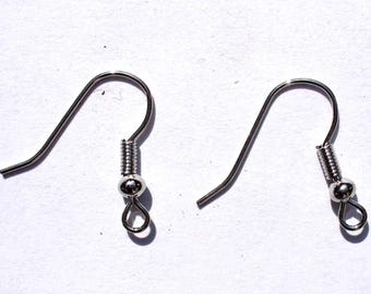 2 silver hooks 20mm AC17agt earrings