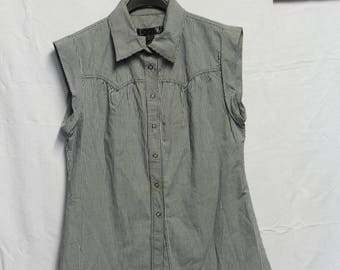 Vintage black gingham sleeveless shirt