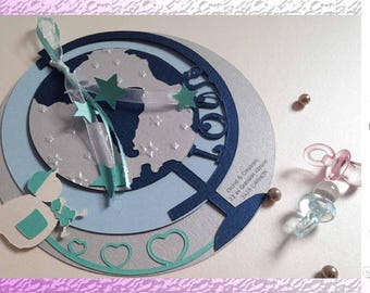 Globe Trotter and travel - boy baptism announcement / birth