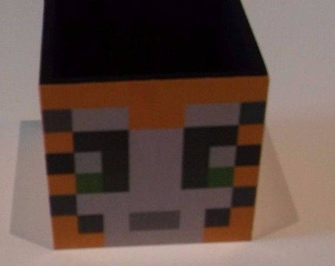 Minecraft inspired stampy wooden pencil /pen pot desk tidy