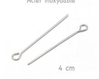 Lot 100 eye stainless steel screw head, 4 cm, thickness 0,6 mm