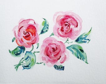 Map Art, watercolor, painting, painting, flowers, bouquet, roses, red, gift, coaster
