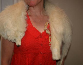 Vintage White Fox Stole