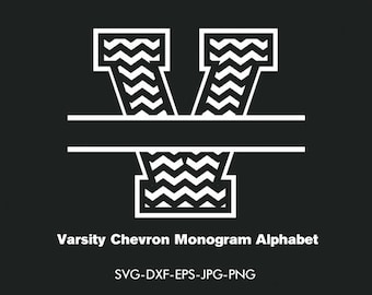Split varsity Monogram Svg, split chevron varsity Font Svg Interlocking Monogram Alphabet,EPS png jpg svg dxf for Silhouette Cameo or Cricut