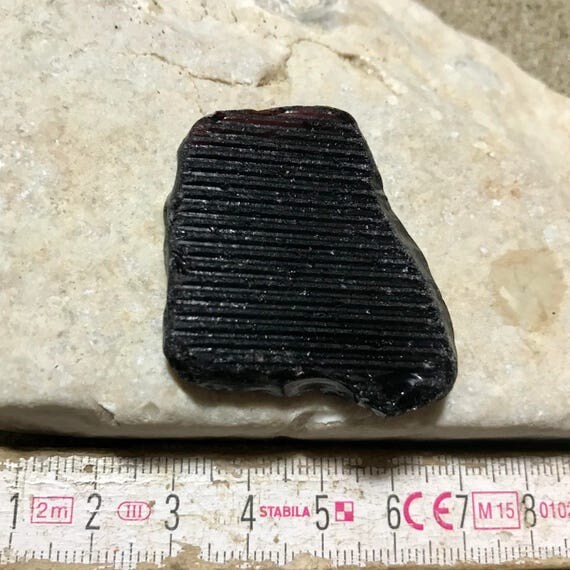 Black Sea Glass. Ribbed Beach Glass Piece. Collectible Glass, Genuine Black Patterned Sea Glass