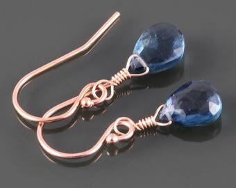 London Blue Topaz Earrings. Rose Gold Filled Ear Wires. Genuine Gemstone. December Birthstone. Lightweight Earrings. s17e086