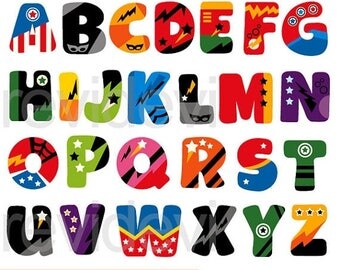 50% OFF SALE Superhero alphabet clipart - ABC Alphabet clip art - digital download - commercial use