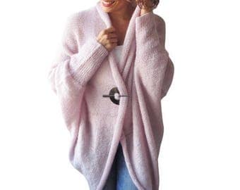 20% WINTER SALE NEW! Plus Size Over Size Pink Wool Overcoat - Poncho - Cardigan