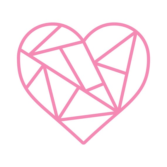 Geometric Heart Cut File .SVG .DXF .PNG