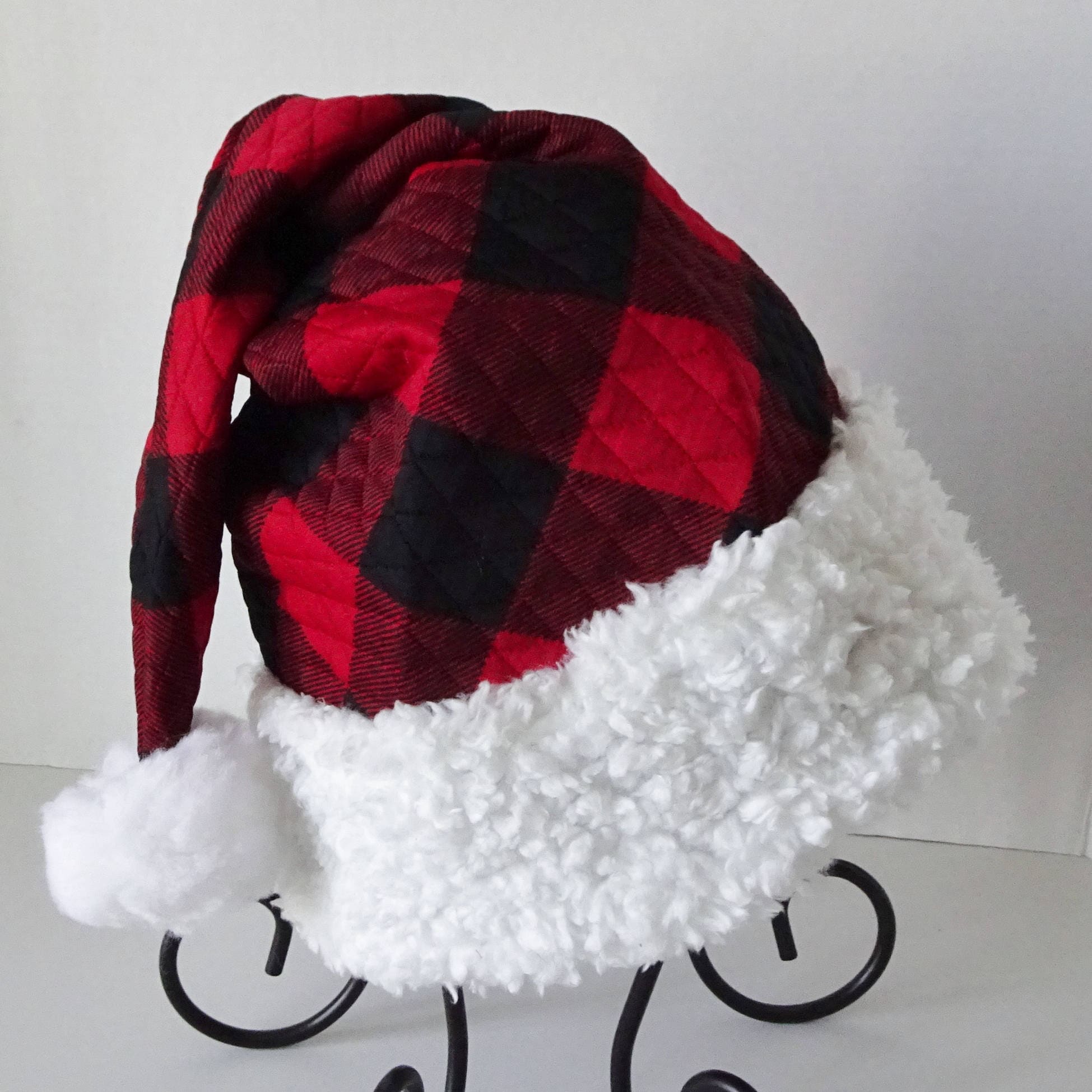 Red Plaid Santa Hat Red & Black Plaid Rustic Santa