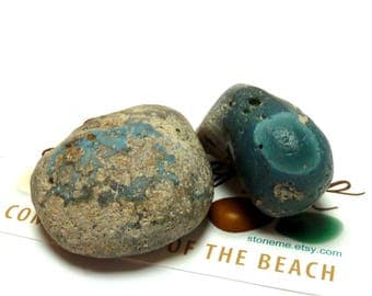 UNdrilled Beach Stones LELAND BLUES Slag Glass Sea Slag Glass Rocks Beach Pebbles Jewelry Tumbled Glass Rocks Large Lapidary Collector