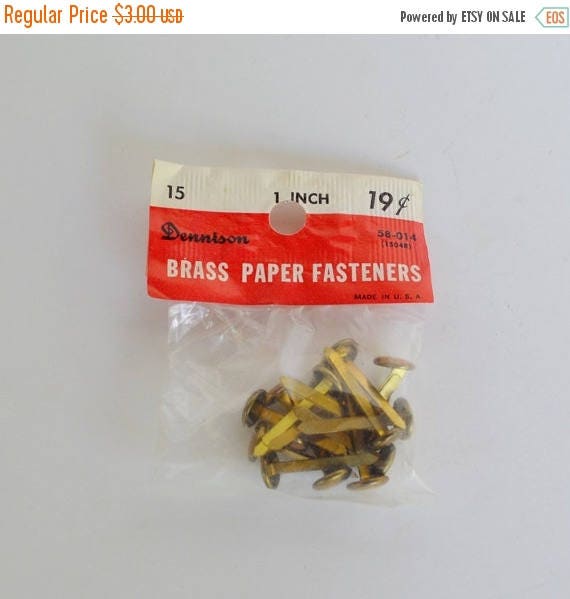 SALE Dennison Brass Paper Fasteners brads Vintage Office