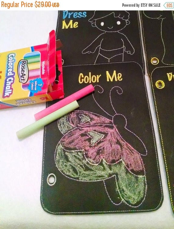 SALE Reusable chalkboard coloring book activity book felt