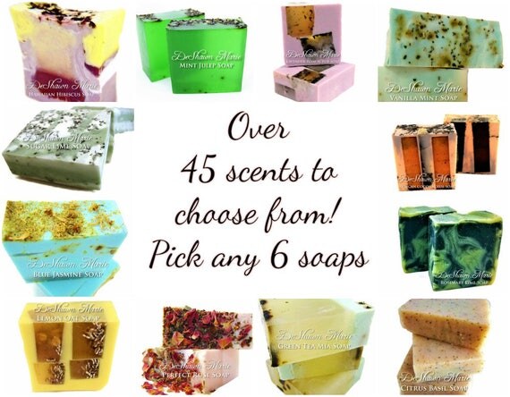 SOAP SALE 20%off -6 vegan soap gift set, handmade soap 6 pack, vegan soap, cold process soap, soap set, soap gift