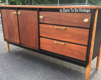 SOLD Mid Century Modern Credenza - Mid Century Modern Long Dresser - Mid Century Danish Style Credenza - Painted Mid Century Credenza