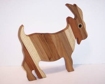GOAT Cutting Board or Cheese Board Handcrafted from Mixed Hardwoods