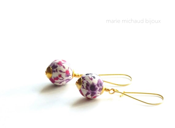 Liberty earrings, Cute earrings, Purple earrings, Summer earrings, Flower earrings, Liberty jewelry, Summer jewelry, Colorful jewelry