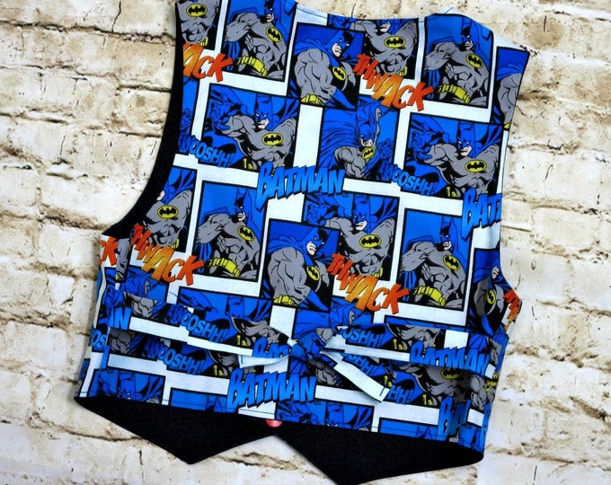 Batman Birthday Party - Boys Back to School - Little Boys Superhero Vest - sizes 12 months to 8 years - Toddler Clothes - Baby - Blue