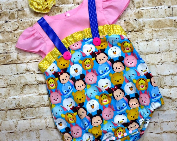 1st Birthday Outfit - Disney Tsum Tsum - Disney Vacation - Baby Girls Romper - Baby Girl Shower Gift - Baby Girl Clothes - Newborn/18 mos