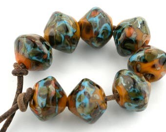 Sedona Bicone Handmade Glass Lampwork Beads (8 Count) by Pink Beach Studios - SRA (2610)