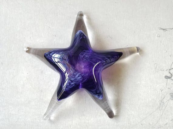 Purple Sea Star Sculpture 6 Solid Glass Decorative