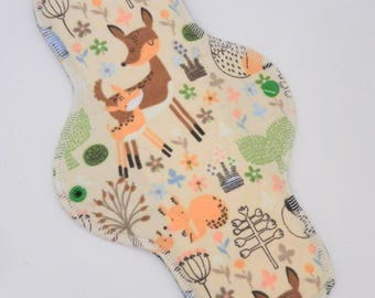 11.5" Heavy Cloth Pad, Cotton Cloth Menstrual Pad, Animals Cotton Flannel, Windpro Fleece, MotherMoonPads Overnight Pad, Incontinence Pad