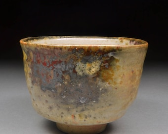 Amazing Handmade Stoneware Yunomi Tea Cup Glazed with Shino, Wood Ash, Copper and Rutile