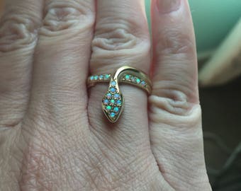 Opal Snake Ring- 9k Gold - Vintage
