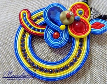 Geometric necklace, soutache necklace, Boho hoop necklace, embroidered necklace, Math ncklace, teacher necklace, italian sicily pendant