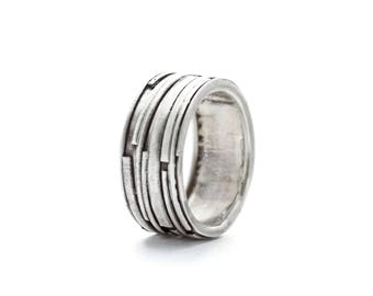 Unique Silver Band, Men's Wedding Band, Sterling Silver Ring, Statement Ring, One of a Kind Ring, Silver Wedding Band, Handmade Silver Ring