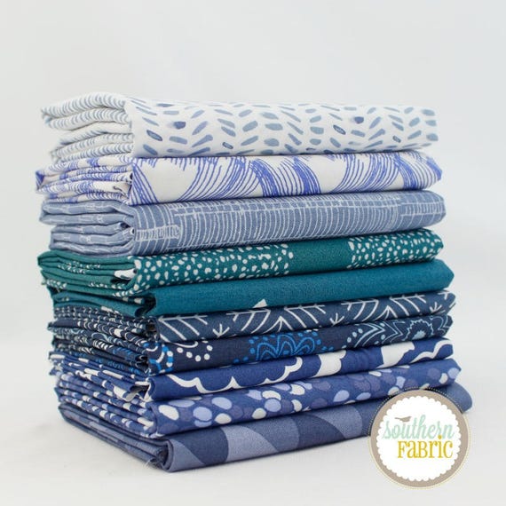 Dark Blue Fat Quarter Bundle 10 18x21 Cuts