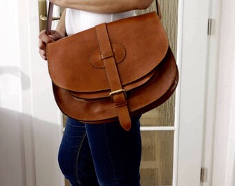 Leather Saddle Bag, Leather Messenger Bag, Leather bag, Leather Messenger, Leather Purse, Leather Cross-body Bag, IPhone case,Goldmann S,tan