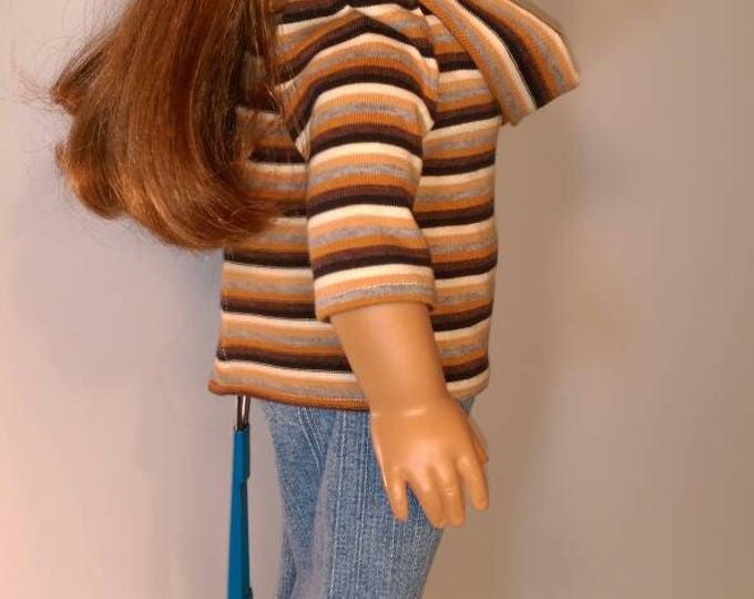 Stripped knit Cowl neck top and jeans fits 18 inch dolls