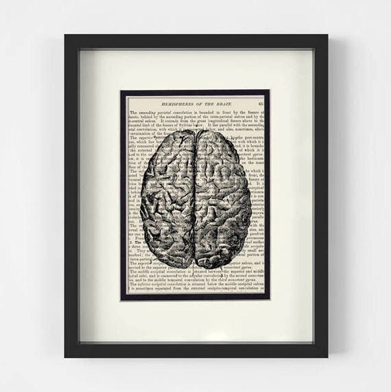 Vintage Brain Illustration over Vintage Medical Book Page