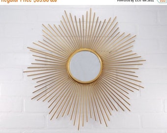 ON SALE Starburst Mirror / Retro / Atomic / Mid Century Modern Decor / Gold Mirror