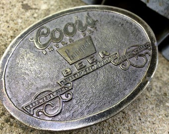 Vintage Coors Beer Extra Dry Belt Buckle 1970s