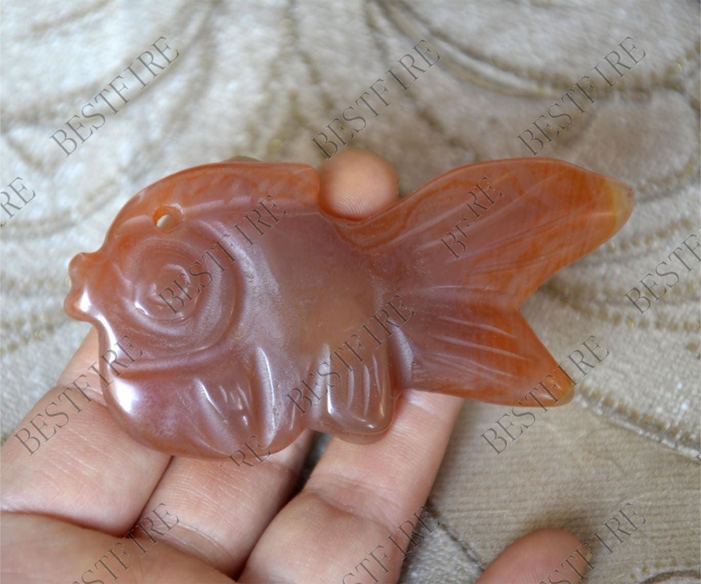 Carving Fish red agate Pendant ,Unique Carved agate Pendant,3D agate