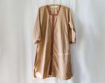 SALE // Indian Cotton Caftan, Blockprint Tunic Dress