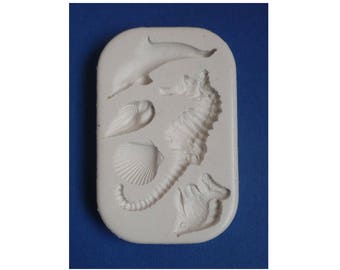 Moule silicone thème mer océan hippocampe coquillage dauphin poisson