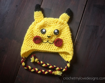 Pikachu hat, pikachu inspired beanie, pikachu halloween costume, pikachu costume, pikachu photo props, photo props for boys, boy hats