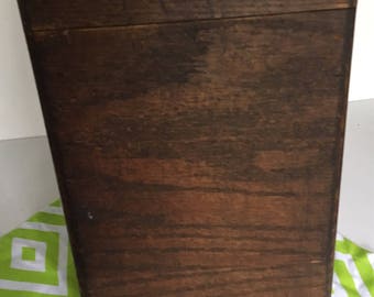 Antique oak library card file Recipe Box Original Finish