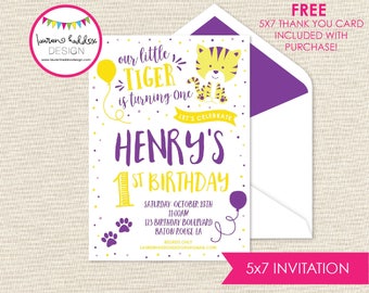 Little Tiger Birthday Invitation, Tiger Birthday, Tiger Printables, Little Tiger Decorations, LSU, Clemson, Auburn, Lauren Haddox Designs