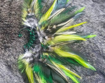 Green Feather Ear Cuff - Left Ear