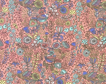 Bird Fabric, Flannel Fabric, By The Yard, Bird Fabric BTY, Cotton Fabric, Quilting Fabric, Bird, Girl Fabric, Baby Nursery Fabric