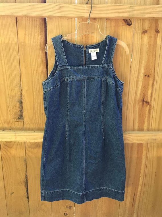 Vintage 90s Denim Jumper Dress / 90s Jean Dress