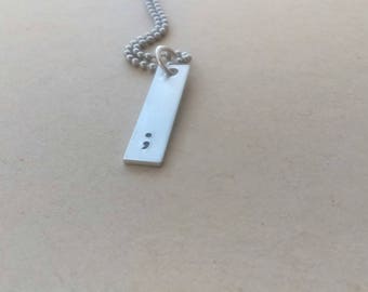 Semicolon bar necklace, semicolon necklace